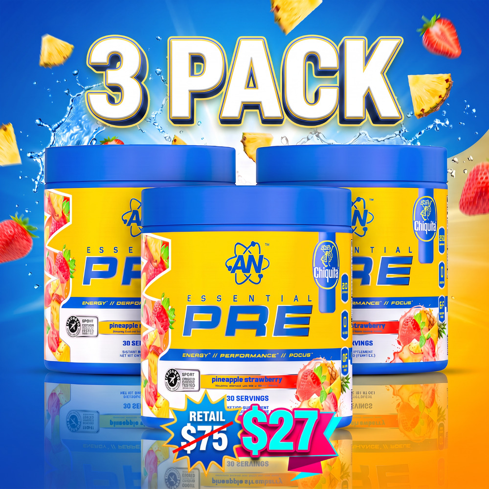 AN Essential Pre Pineapple Strawberry Workout Powder Chiquita 30 Servings